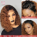 Deep Curly Bob Wig - Brazilian Remy Hair with Highlights