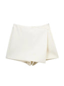 Vintage Asymmetric Skort Retro High Waist Chic Comfortable