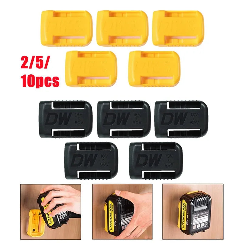 2/5/10pcs for Dewalt 18V 20V 60V Battery Holder Wall Storage Mounts Stander Mount Display Hanger Dock Battery Belt Buckle Yellow