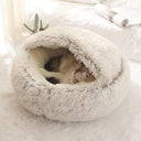 Round Plush Pet Bed with Cover Cozy 2-in-1 Nest for Dogs