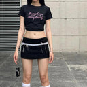 Chic Lace-Up High-Waist Skirt Y2K Streetwear Fashion Trend