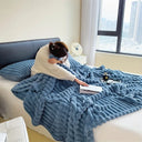 Simplicity Solid Color Thick Wide Strip Blanket for Winter