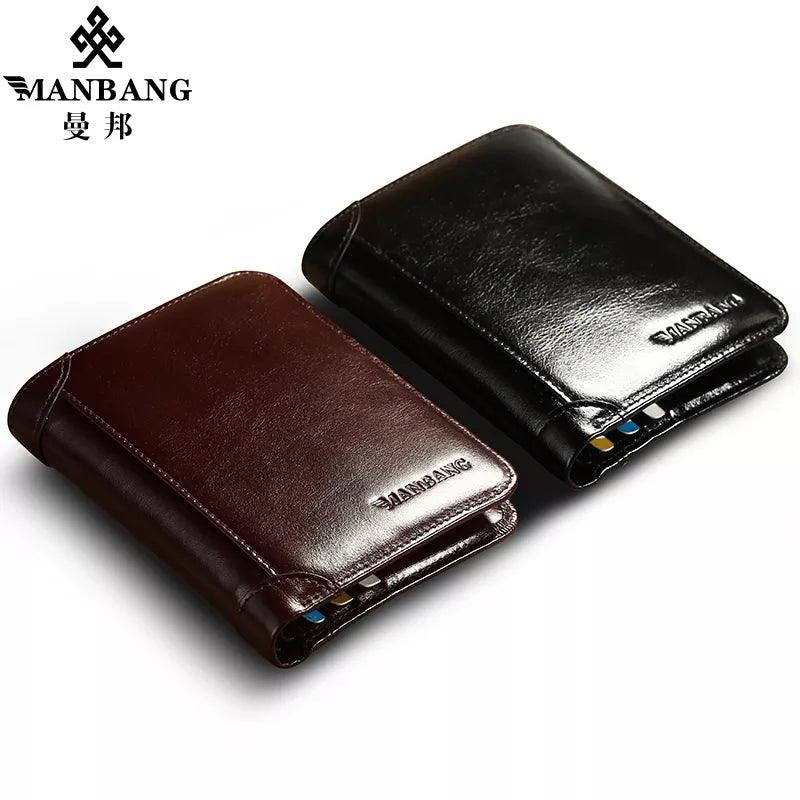 ManBang Leather Men's Wallet: Stylish Short Purse and Card Holder