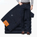 Autumn Winter Brand New High Waist Jeans Navy Blue Slim Fit