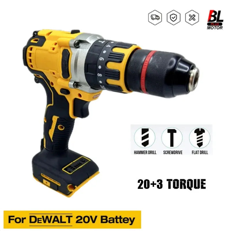 DeWALT 20V Cordless Brushless Hammer Drill with 20+3 Torque & 13MM Chuck