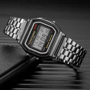 LED Steel Band Wristwatch Stylish Alarm Stopwatch Timepiece