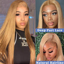 #27 Honey Blonde Brazilian Straight Lace Front Wig 13X4 HD Lace