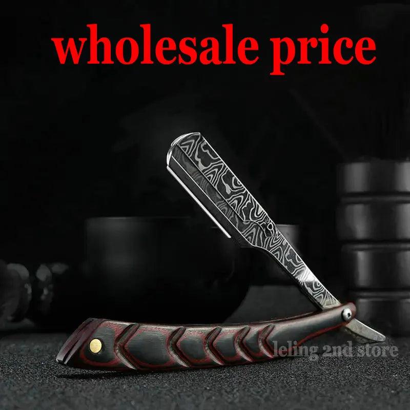 wooden trimmer manual shaver professional straight edge stainless steel sharp barber razor folding shaving blade shave beard cut  ourlum.com   