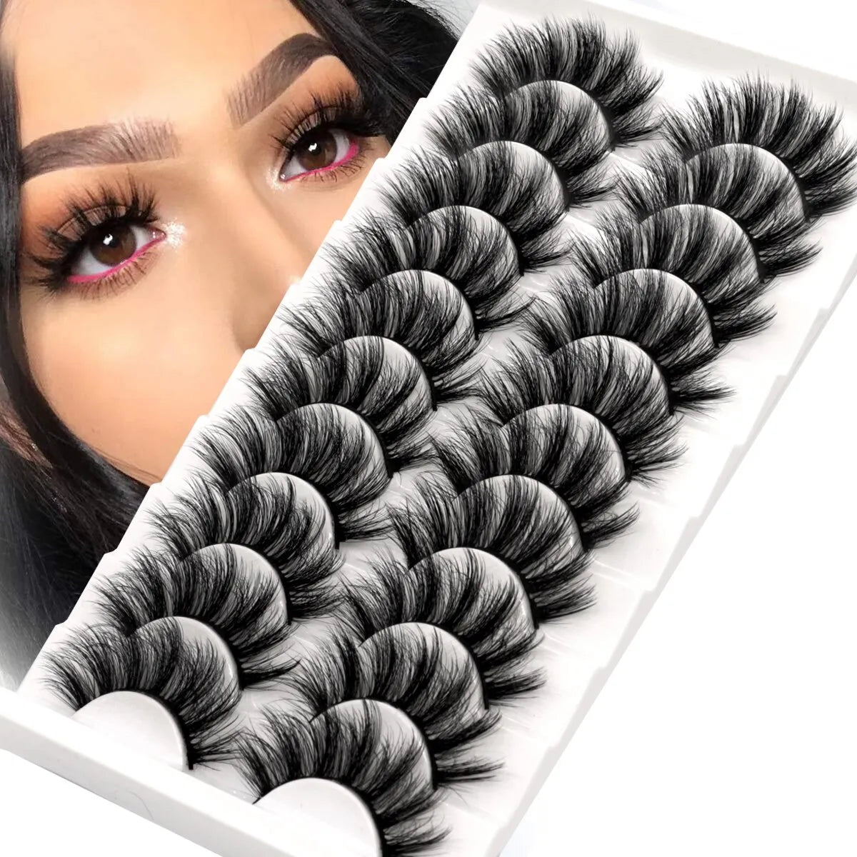 10 Pairs of Luxurious Wispy Mink False Lashes for Captivating and Reusable Eye Looks