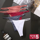 Seductive 5-Piece Cotton Blend G-String Panties Set for Women  ourlum Set20 M Set