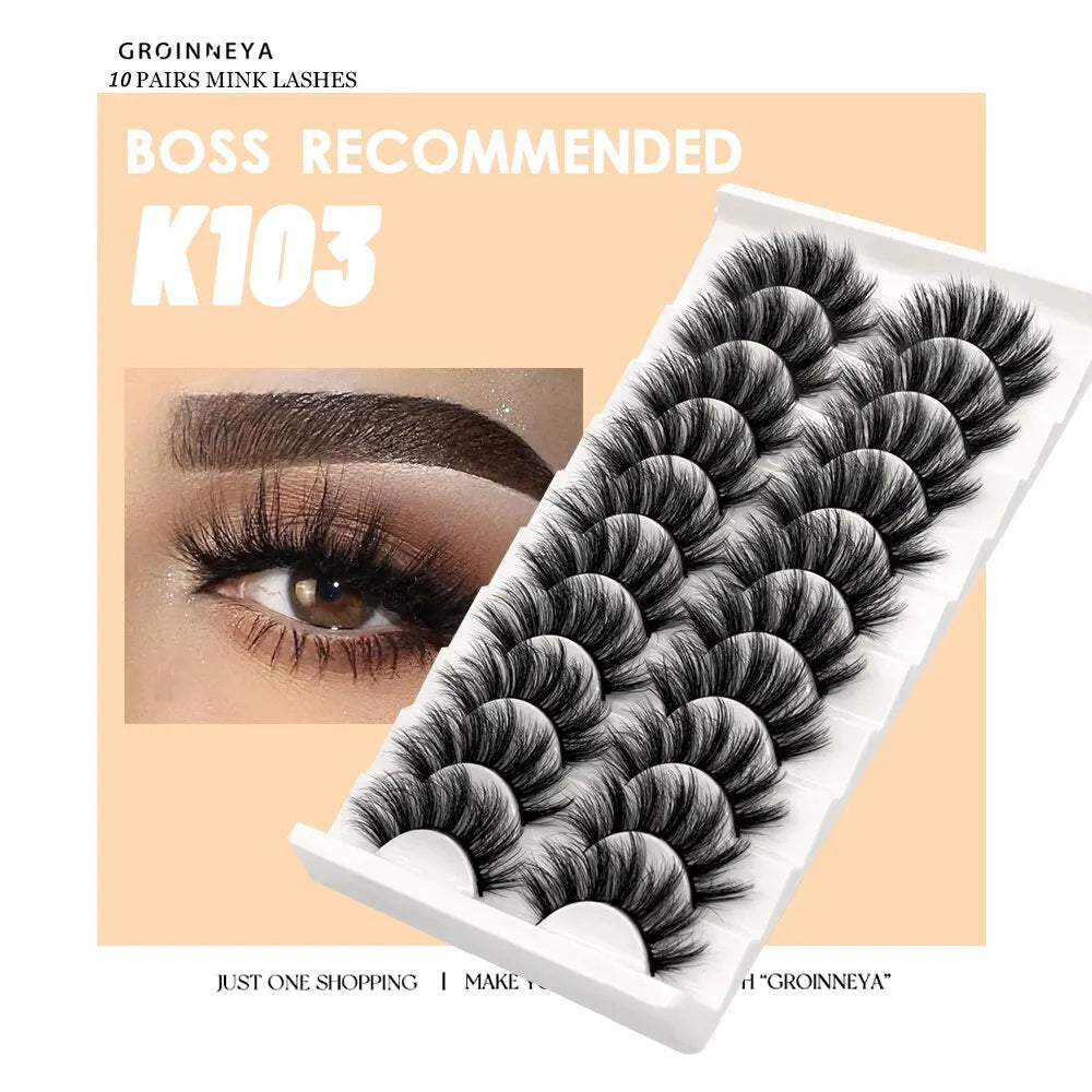 10 Pairs of Luxurious Wispy Mink False Lashes for Captivating and Reusable Eye Looks