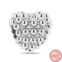 Crown Flowers Heart Silver Bead Charm Elegant Pandora Accessory