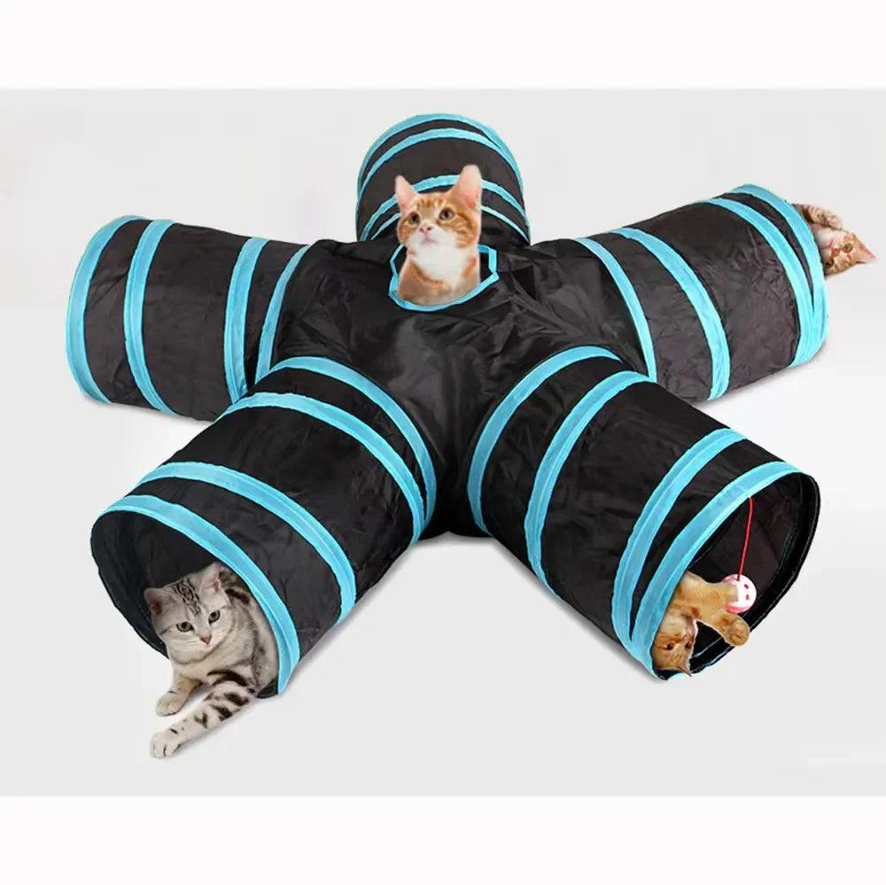 Interactive Foldable Cat Tunnel with Crinkle Toy - Engaging Pet Fun  ourlum.com   