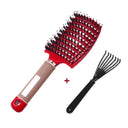 Hair Scalp Massage Comb Bristle Nylon Hairbrush Wet Curly Detangle  Anti-Static Hair Brush Professional Salon Hairdressing Style  ourlum.com A Red and Brush  