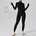 Empowering Elegance: Zipper Nude Long Sleeve High Intensity Workout Leotard  OurLum.com Black S CHINA