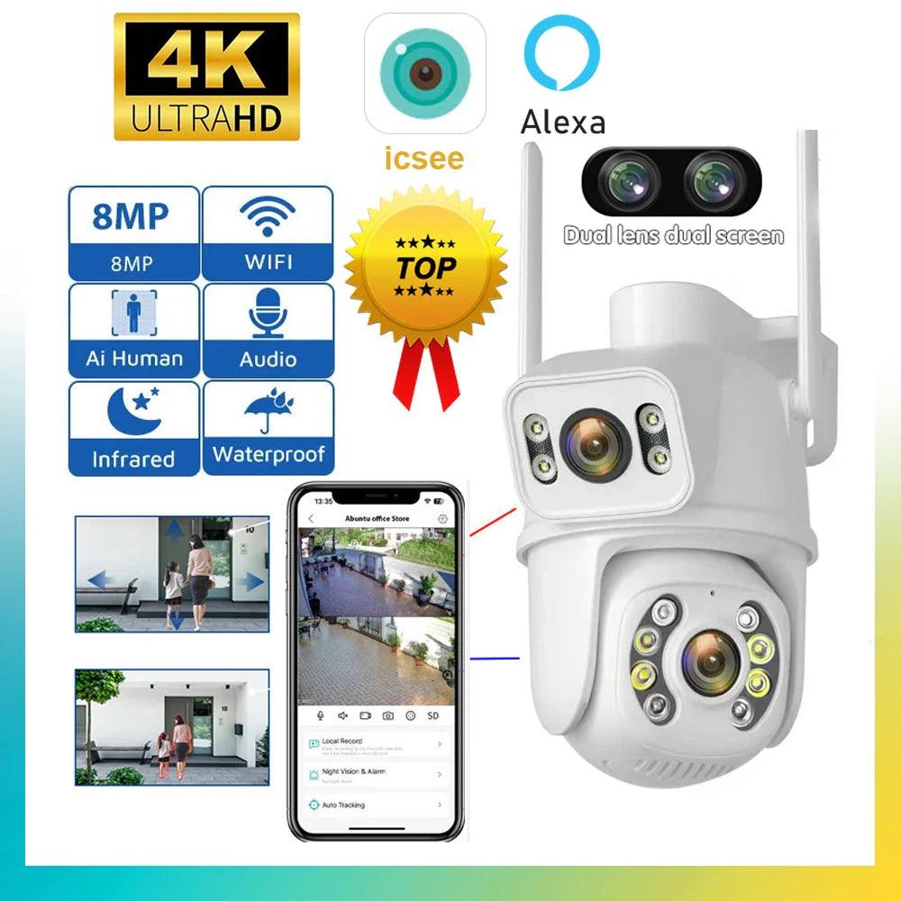 6MP Dual Lens PTZ Wifi Camera: Advanced Ai Tracking for Outdoor Security  ourlum.com 4MP NO SD Card EU plug CHINA