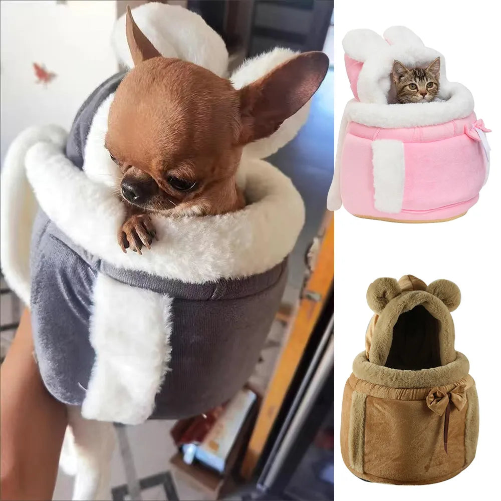 Chihuahua Puppy Winter Dog Carrier Backpack: Cozy Velvet, Windproof, Stylish Colors, Sizes S-M-L  ourlum.com   