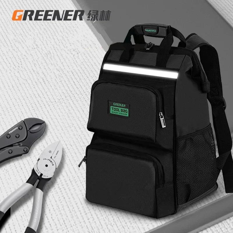 GREENERY Tool Backpack Upgrade Tool Bag Electrician Bag 1680D Oxford Waterproof Wear-Resistant Strong Tool Storage Toolkit  ourlum.com   