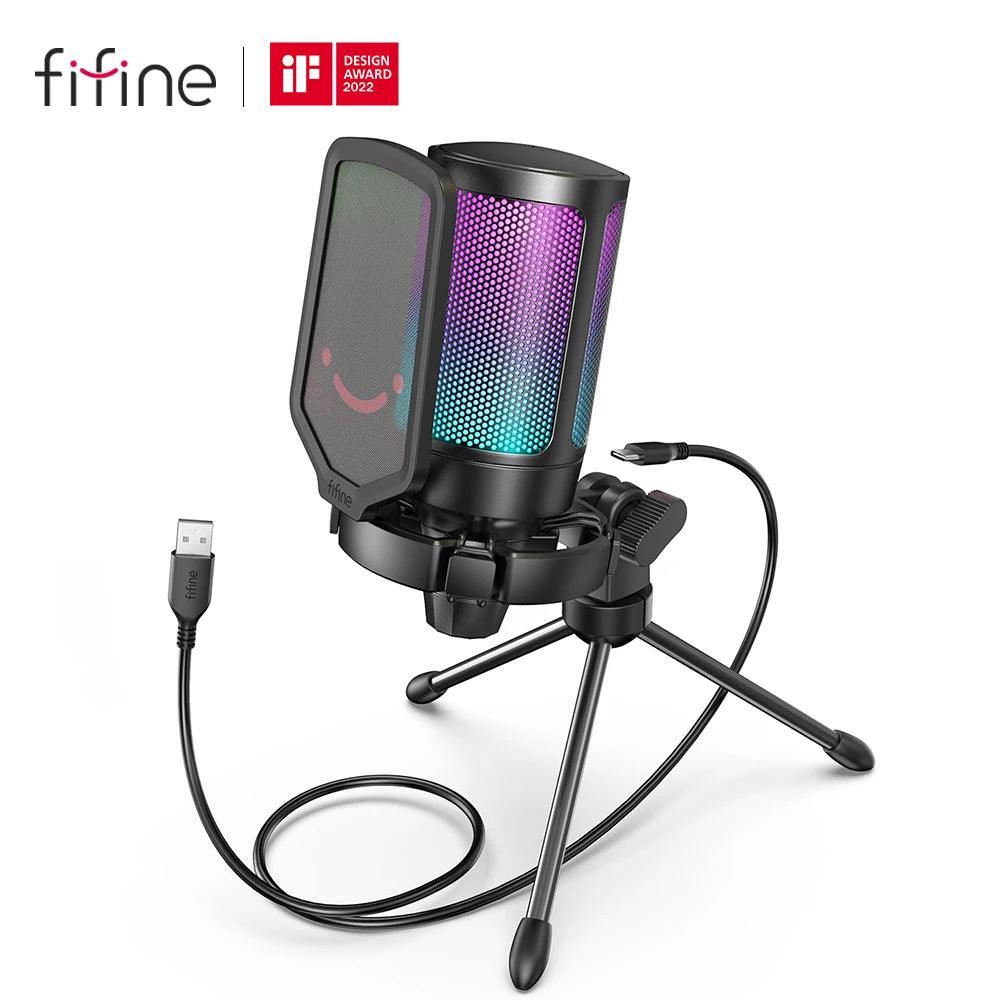 Ampligame USB Gaming Microphone with RGB Tap-to-Mute Sensor & Pop Filter -A6V  ourlum.com   