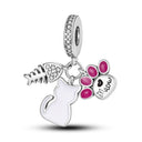 Pink Silver Plated Butterfly Flower Charm Beads for Jewelry