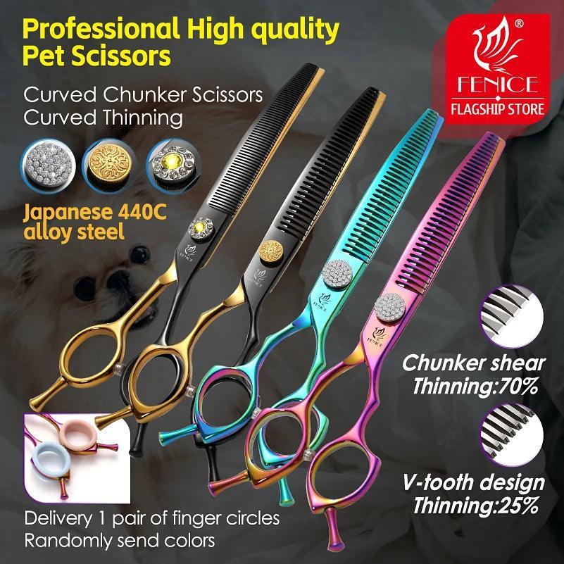 Professional High-Quality Curved Dog Grooming Scissors - Versatile Stainless Steel Shears for Cats - Stylish Colors Available  ourlum.com   