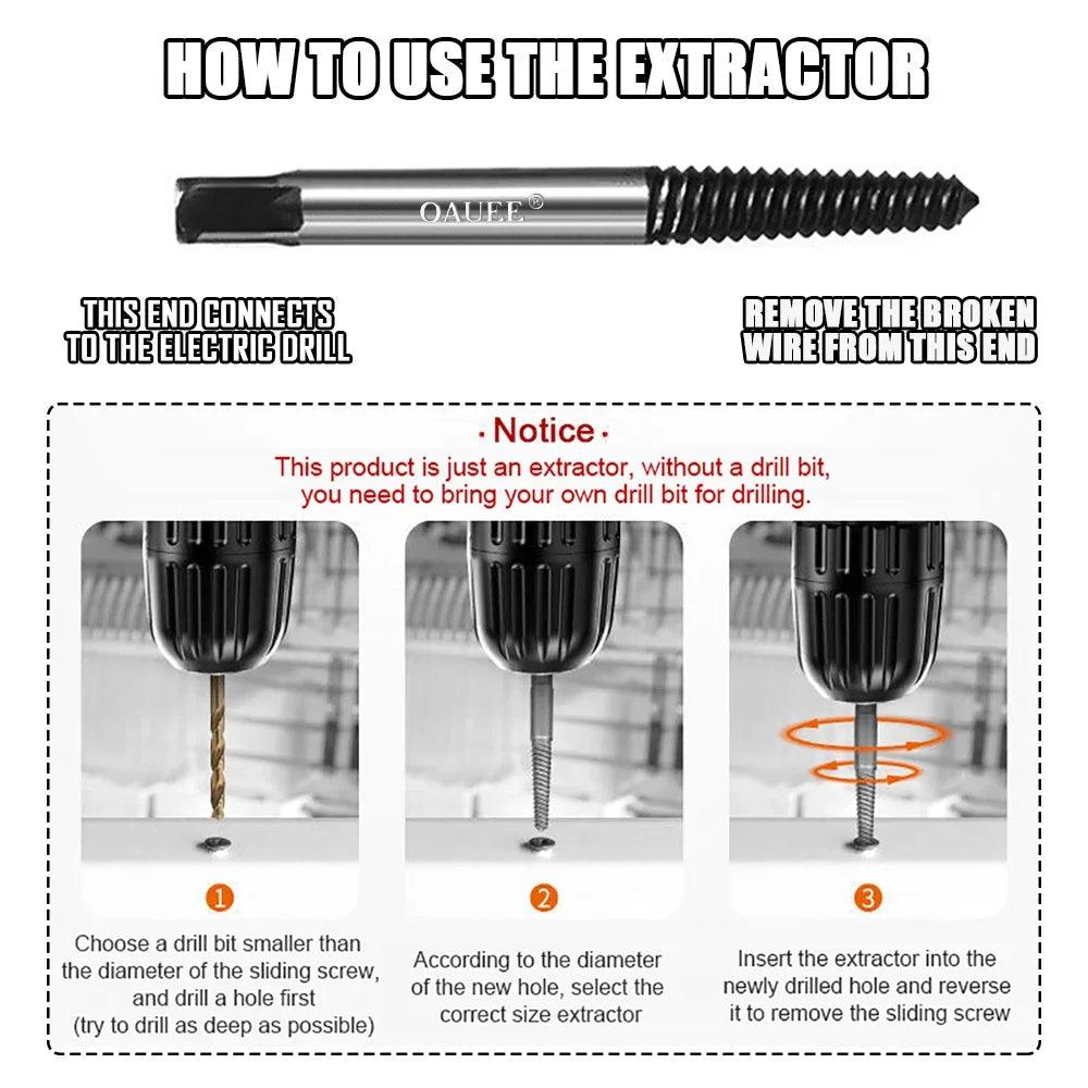 Hex Screw Extractors Set: Quick Rusted Screw Remover Kit High Carbon Steel  ourlum.com   