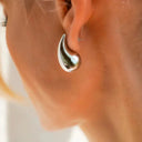 Vintage Stainless Steel Water Drop Hoop Earrings Classy Style