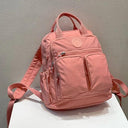 Fashion Woman Backpack Waterproof Nylon Soft Handle Solid Multi-pocket Travel Zipper Feminina School Bags Laptop Backpack  ourlum.com Pink  