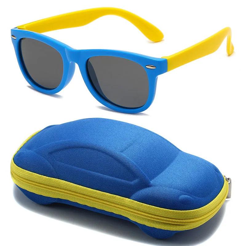 Trendy UV400 Kids Sunglasses for Boys and Girls - Durable Silicone Goggles with Stylish Round Frame