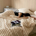 Simplicity Solid Color Thick Wide Strip Blanket for Winter