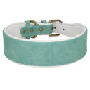 Personalized Leather Dog Collar: Free Print Name - Wide Padded Pet ID for Medium Large Dogs  ourlum.com Blank LBLUE XL 