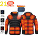 21 Areas Heated Jacket Mens Waterproof Heating Coat Tactical