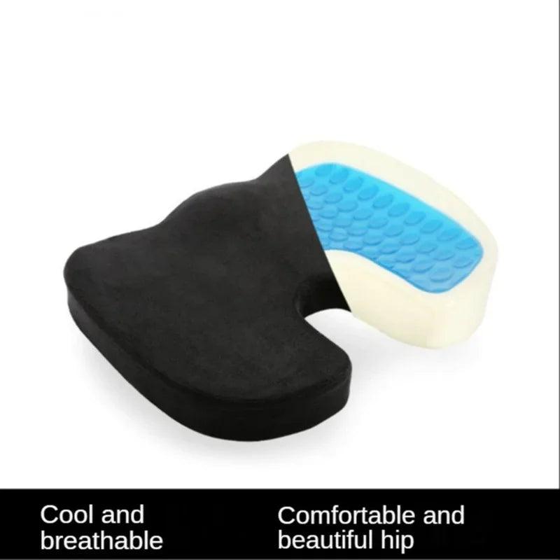 Gel Memory Foam U-Shaped Seat Cushion for Tailbone and Sciatica Relief - Office & Home Use with Cooling Effect