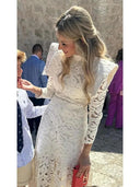 Elegance White Lace Maxi Dress Chic A-Line Office Style