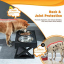 Adjustable Elevated Dog Bowls for Medium to Large Dogs: Comfortable Slow Feeder Bowl & 3 Heights  ourlum.com   