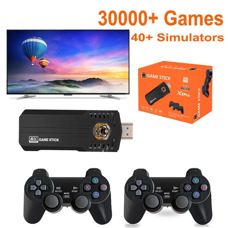 Game Stick 4K X8 Pro Retro Handheld Game Console 30000+ Games Emuelec 4.5 Wireless Gamepad TV Game Console Built In Video Games  ourlum.com   