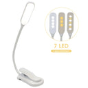 7 LED Book Light USB Rechargeable Reading Light 3-Level Warm Cool White Daylight Portable Flexible Easy Clip Night Reading Lamp