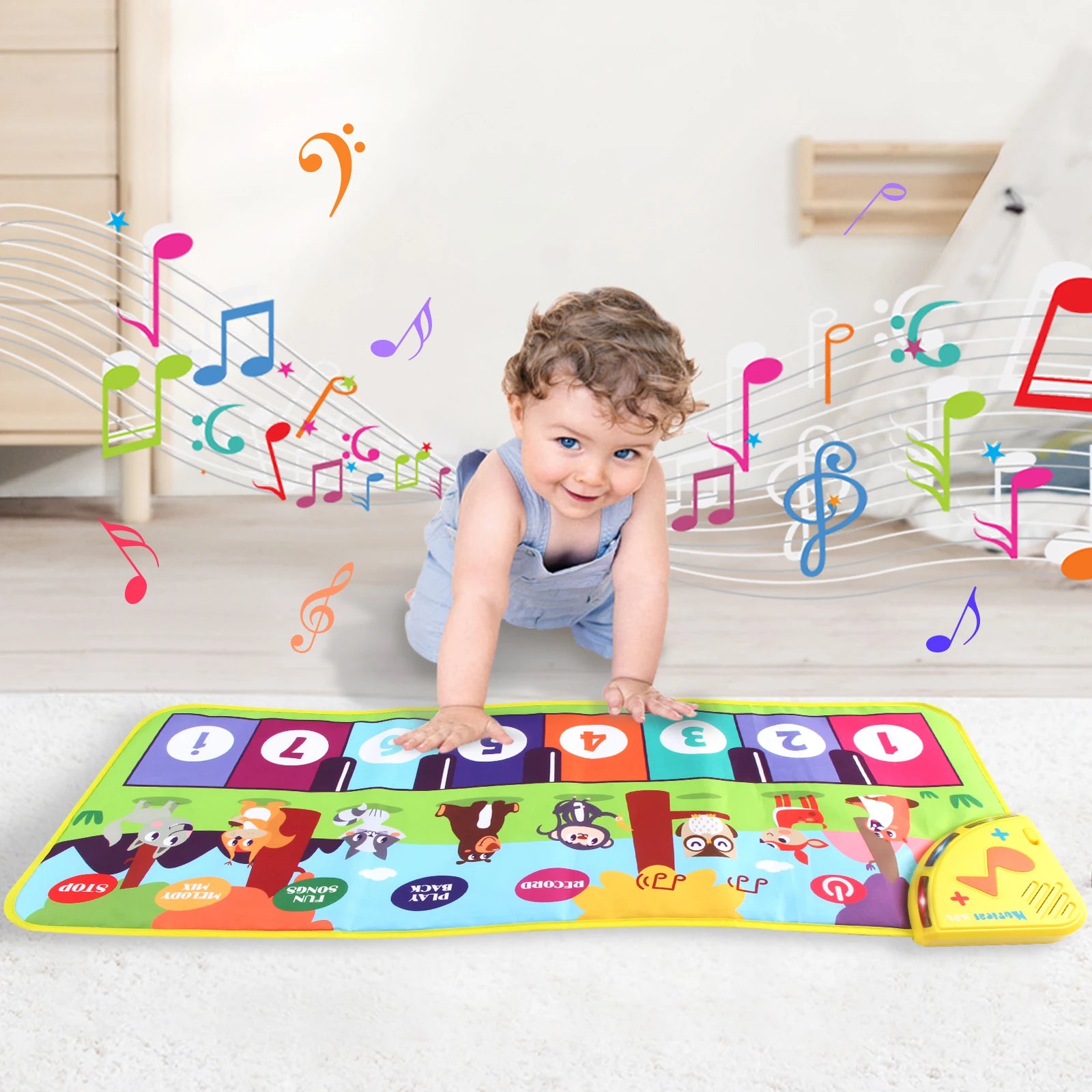 80*30cm Kid Multifunctional Music Piano Mat Toddler Floor Baby keyboard Dance Mat 8 Animal Sounds Educational Toys For Kid Gifts