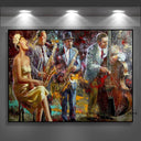 Abstract Music Jazz Band Female Singer Art Poster Canvas