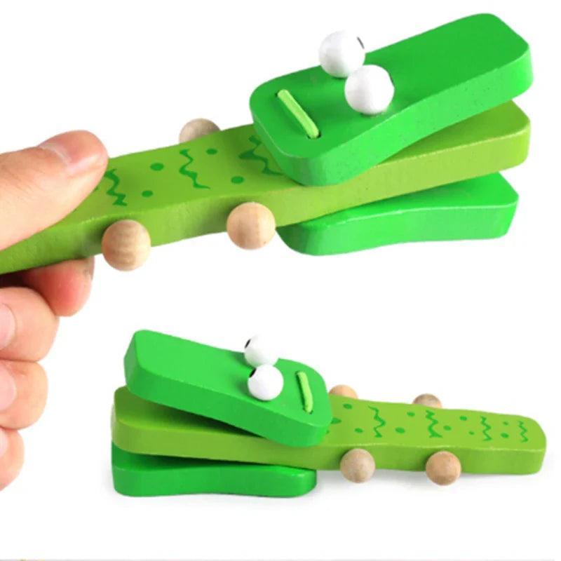 Kids Cartoon Wooden Castanets Music Instruments Baby Clapper Handle Musical Instruments Toys Educational Toys For Children