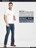 Mens Boot Cut Jeans Slightly Flared Slim Fit Denim Pants