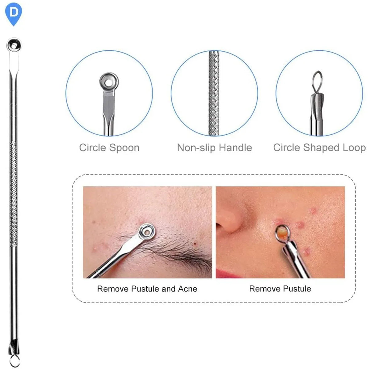 Acne Needle Remove Blackhead Blemish Pimple Comedone 4pcs/Set Double-ended Stainless Steel Facial Cleaning Skin Care