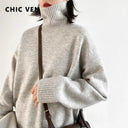 CHIC VEN Cozy Korean Knit Turtleneck Sweater for Women - Stylish Winter Pullover Top 2022  ourlum.com   