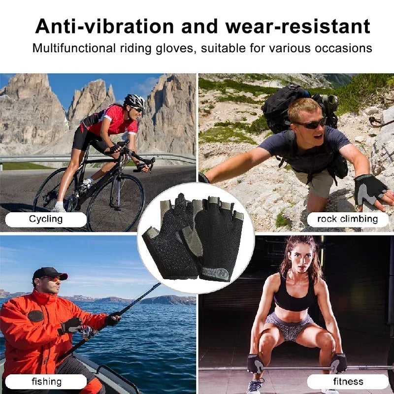 Fingerless Cycling Gloves for Men and Women - Breathable Anti-Slip Fitness Training Gloves with Gel Padding for Bodybuilding and Sports