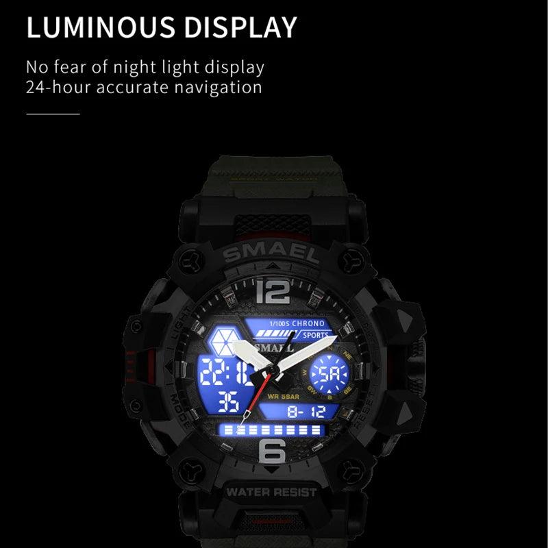 SMAEL Men's Military Sports Watch with Dual Display - Waterproof Quartz LED Watch  ourlum.com   