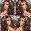 Ombre Curly Lace Front Bob Wig 100% Remy Human Hair