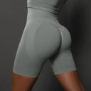 Booty-Lifting Seamless Yoga Shorts for Women - High Waist Fitness Gym Wear  ourlum.com Light Grey S 