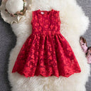 Charming Red Lace Princess Dress - Perfect for Parties