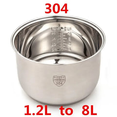 304 Stainless Steel Non-Stick Rice Cooker Inner Pot - Durable Cooking Liner Replacement Accessory