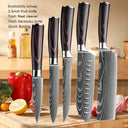 Professional Damascus Kitchen Knife Set with Santoku Cleaver